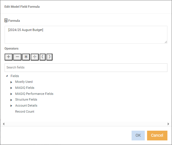 budget modelling cell editor