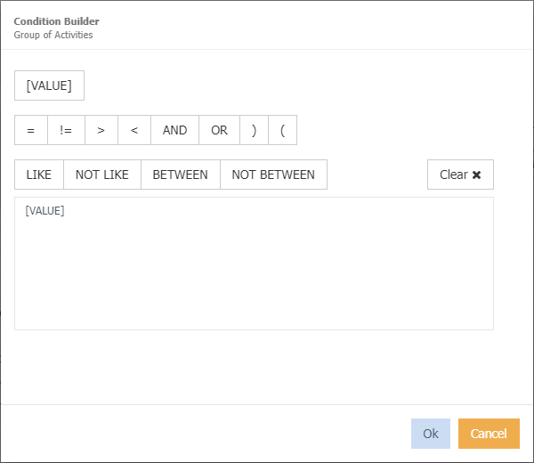 condition builder screen
